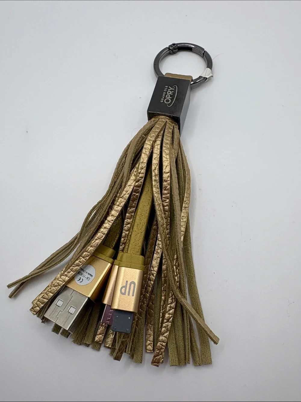 OPRX Gold Tassel Keychain with Built-In USB Cables